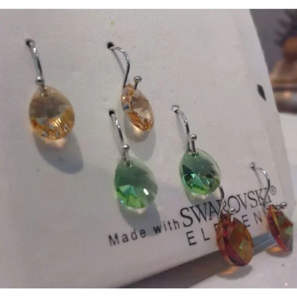 3 Pair Swarovski Elements Crystal Earrings for Sensitive Ears - Picture 5 of 6